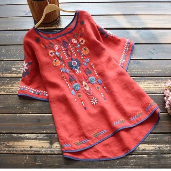 Women’s Embroidered Cotton Tunic Top